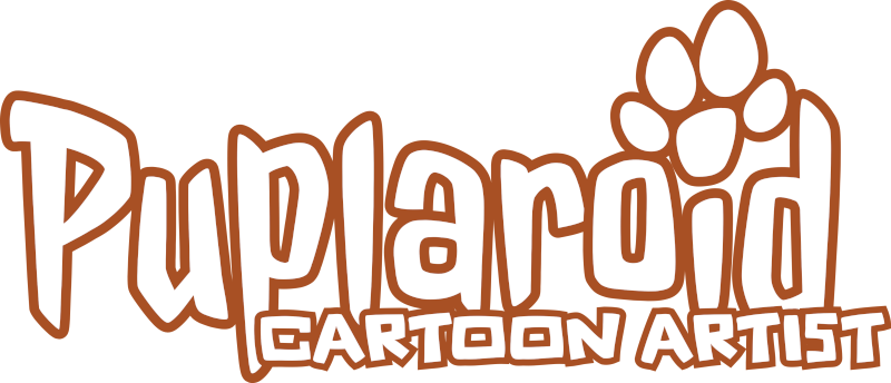 Puplaroid's logo, featuring cartoon fonts and a pawprint on the letter i